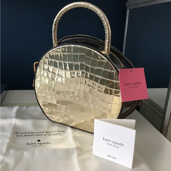 BNWT Kate Spade Andi metallic croc embossed leather bag - Picture 3 of 14